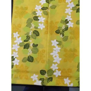 Yellow Trendex Fabric 2005 Cotton Hawaiian White Hibiscus Floral 2 Yards Beachy‎